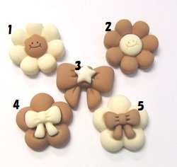 画像1: 樹脂製フラワー・リボンクッキーパーツ