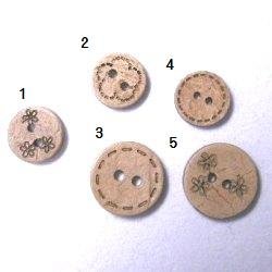 画像1: 木製のボタン飾り[1個]