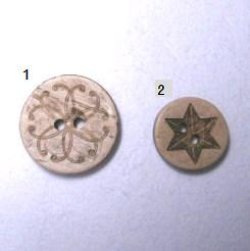 画像1: 木製のボタン飾り２[1個]