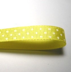 画像1: 10mm黄色地に水玉模様のグログラン