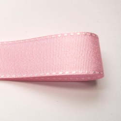画像1: 25mm薄ピンク地に白ステッチのグログラン（ロール売り）